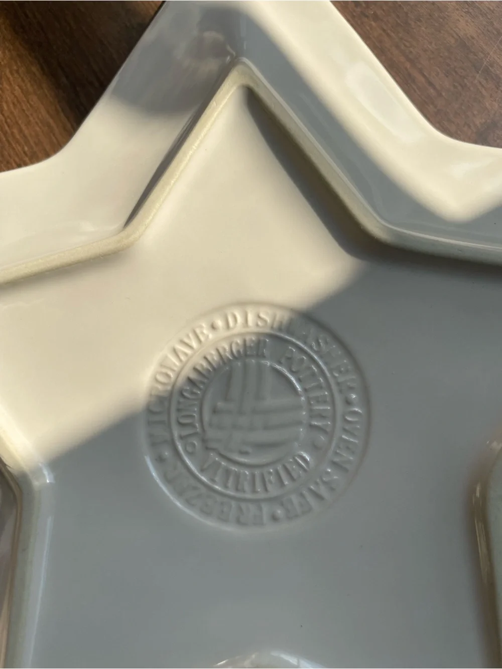 Longaberger ivory Star-Shaped pottery Dish